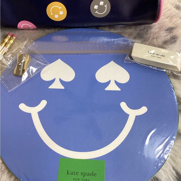 Kate Spade Navy and Blue Pencil or makeup Case and Mouse Pad Set NWT - Picture 2 of 7